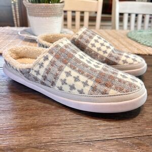 TOMS Florence Plaid‎ Slippers Faux Shearling Lined Cozy Slip On Loafers Size 10